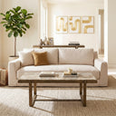 Argos 49" Large Coffee Table with Capri Beige Marble Top and Antique Brass Base, view 3