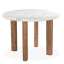 Barcelona 54" Round Dining Table with White Marble and Reclaimed Wood Legs, view 7