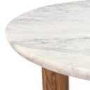 Barcelona 54" Round Dining Table with White Marble and Reclaimed Wood Legs, view 5