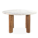 Barcelona 54" Round Dining Table with White Marble and Reclaimed Wood Legs, view 2