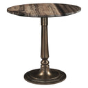 Bowery 36" Gathering Table with Cappuccino Marble and Antique Gold Hexagon Base