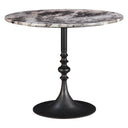 Dauphine 36" Round Bistro Table in Patagonia Marble with Black  Base