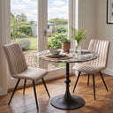 Dauphine 36" Round Bistro Table in Patagonia Marble with Black  Base, view 3