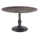 Dauphine 48" Round Dining Table in Dark Emperador Marble with Aged Brass Base