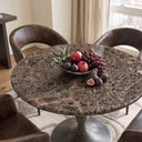 Dauphine 48" Round Dining Table in Dark Emperador Marble with Aged Brass Base, view 5