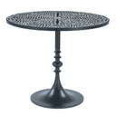 Fleur 36" Round Table with Floral Horn Inlay and Black Iron Powder Coated