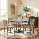 Fleur 36" Round Table with Floral Horn Inlay and Black Iron Powder Coated, view 2