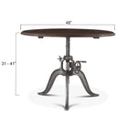 Industrial Loft 48" Adjustable Round Dining Table in Weathered Teak, view 4
