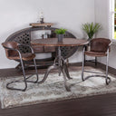 Industrial Loft 48" Adjustable Round Dining Table in Weathered Teak, view 3