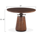Industrial Modern 40" Round Adjustable Table in Walnut, view 5