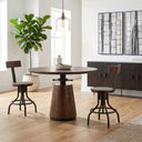 Industrial Modern 40" Round Adjustable Table in Walnut, view 6