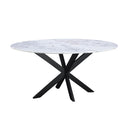 Malibu 70" Oval Dining Table in Satvario White Marble  with Black Base, view 3