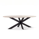 Malibu 90" Oval Dining Table in Sawar Marble with Black Base