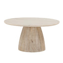 Palm Springs 36" Coffee Table with White Marble and Whitewash Modern Base