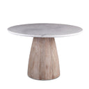 Palm Springs 48" Round Dining Table with White Marble and Whitewash Modern Base, view 3