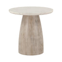 Palm Springs 22" Round Side Table with White Marble and Whitewash Modern Base