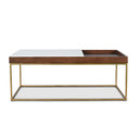 Serene 45" Coffee Table with White Marble in Walnut and Brass Base, view 2