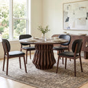 San Juan 54" Round Dining Table with Live Edge Sculptural Base in Royal Brown, view 3