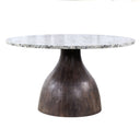 Solomon 54" Round Dining Table with Alaska White Marble and Blackwash Mango Base, view 5