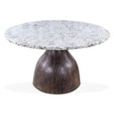Solomon 54" Round Dining Table with Alaska White Marble and Blackwash Mango Base, view 2