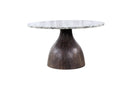 Solomon 54" Round Dining Table with Alaska White Marble and Blackwash Mango Base, view 4