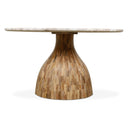 Solomon 54" Round Dining Table with Capri Beige Marble and Natural Mango Base, view 2