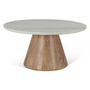 Vista 36" Coffee Table with White Travertine and Light Base