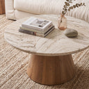 Vista 36" Coffee Table with White Travertine and Light Base, view 4