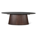 Vista 90" Oval Dining Table in Lava Marble with Dark Base, view 2