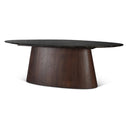 Vista 90" Oval Dining Table in Lava Marble with Dark Base