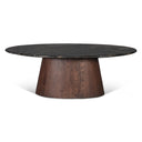 Vista 52" Oval Coffee Table in Lava Marble with Dark Base