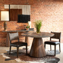 Vista 48" Round Dining Table with Lava Marble and Dark Mango Base, view 3