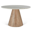 Vista 48" Round Dining Table with Silver Travertine and Light Mango Base