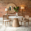 Vista 48" Round Dining Table with Silver Travertine and Light Mango Base, view 3
