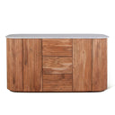 Wales 68" Kitchen Island in Natural Acacia with White Marble Top
