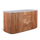 Wales 68" Kitchen Island in Natural Acacia with White Marble Top, view 2