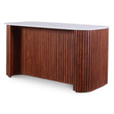 Wales  68" Kitchen Island in Walnut Brown with White Marble Top, view 3