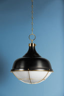 Aged Brass and Distressed Bronze Holkham Pendant 18" x 20.5" by Hudson Valley, view 3