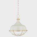 Aged Brass and Off-White Holkham Pendant 18" x 20.5" by Hudson Valley, view 3