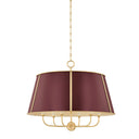 Aged Brass and Soft Crimson Cambridge Chandelier 28.5" x 23" by Hudson Valley