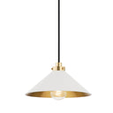 Aged Brass and Off-White Clivedon Pendant 12" x 6.5" by Hudson Valley
