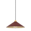 Aged Brass and Soft Crimson Clivedon Pendant 20" x 8.5" by Hudson Valley