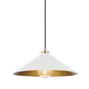 Aged Brass and Off-White Clivedon Pendant 20" x 8.5" by Hudson Valley