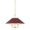 Aged Brass and Soft Crimson Clivedon Chandelier 27.5" x 20.25" by Hudson Valley