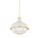 Aged Brass and Off-White Holkham Pendant 18" x 20.5" by Hudson Valley