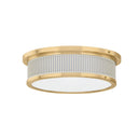 Aged Brass and Off-White Ashdown Flush Mount 14" x 4" (MDS1901-AGB/OW) by Hudson Valley