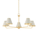 Aged Brass and Off-White Burghley Chandelier 43" x 18.25" by Hudson Valley