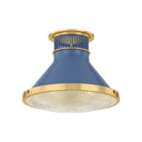 Aged Brass and Soft French Blue Highclere Flush Mount 12.75" x 9.75" by Hudson Valley