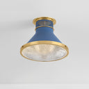 Aged Brass and Soft French Blue Highclere Flush Mount 12.75" x 9.75" by Hudson Valley, view 2