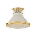 Aged Brass and Off-White Highclere Flush Mount 12.75" x 9.75" by Hudson Valley